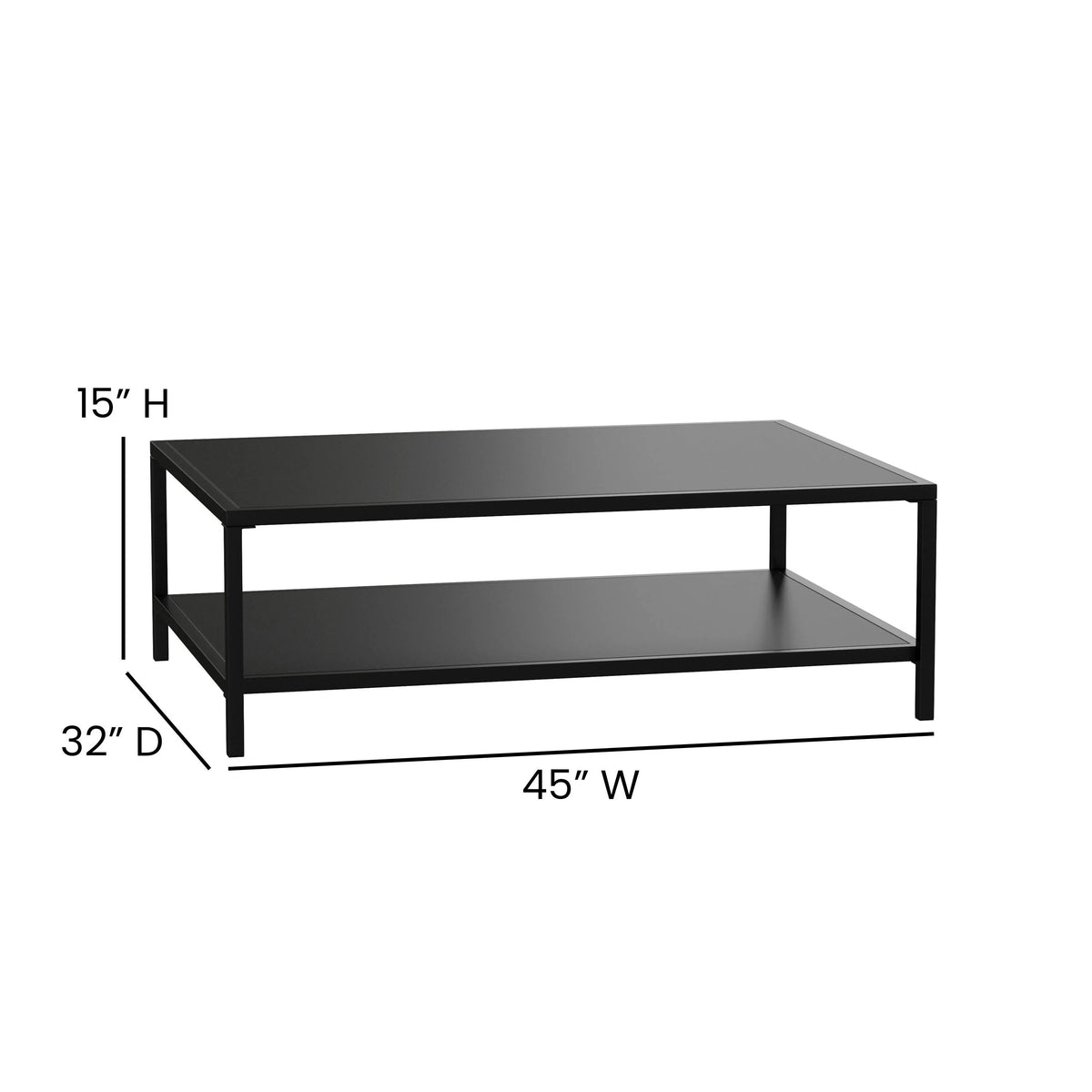 Flash Furniture XU-T6R60USO Steel Coffee Table, 32" x 45", Black - photo 9