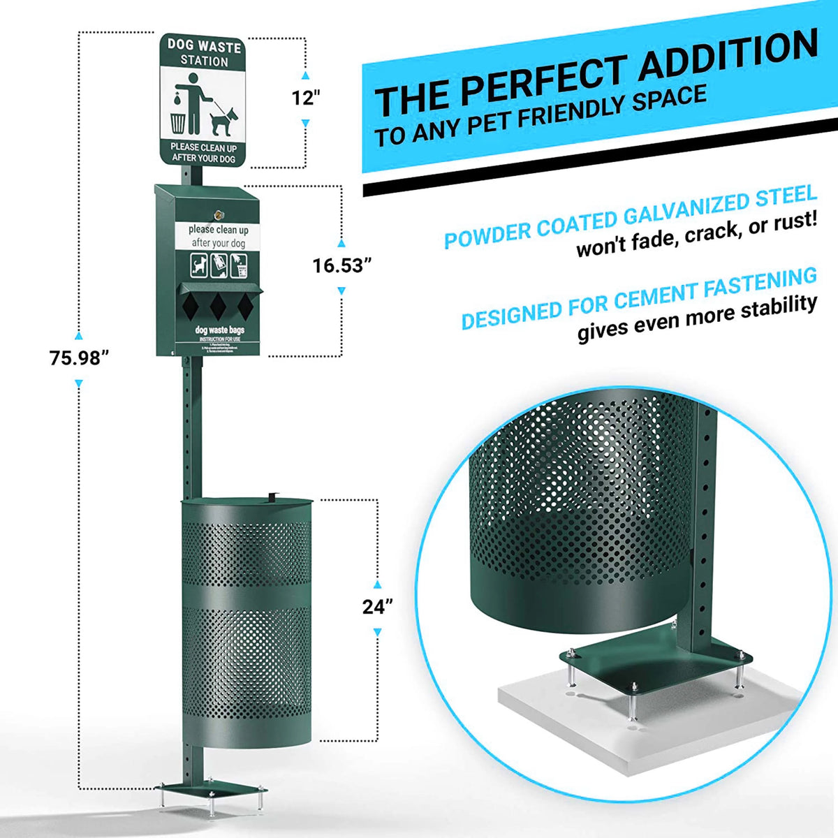 Flash Furniture YAN-XZYO45425-GG Galvanized Steel Station Kit, 11.5 gal., Green - photo 2