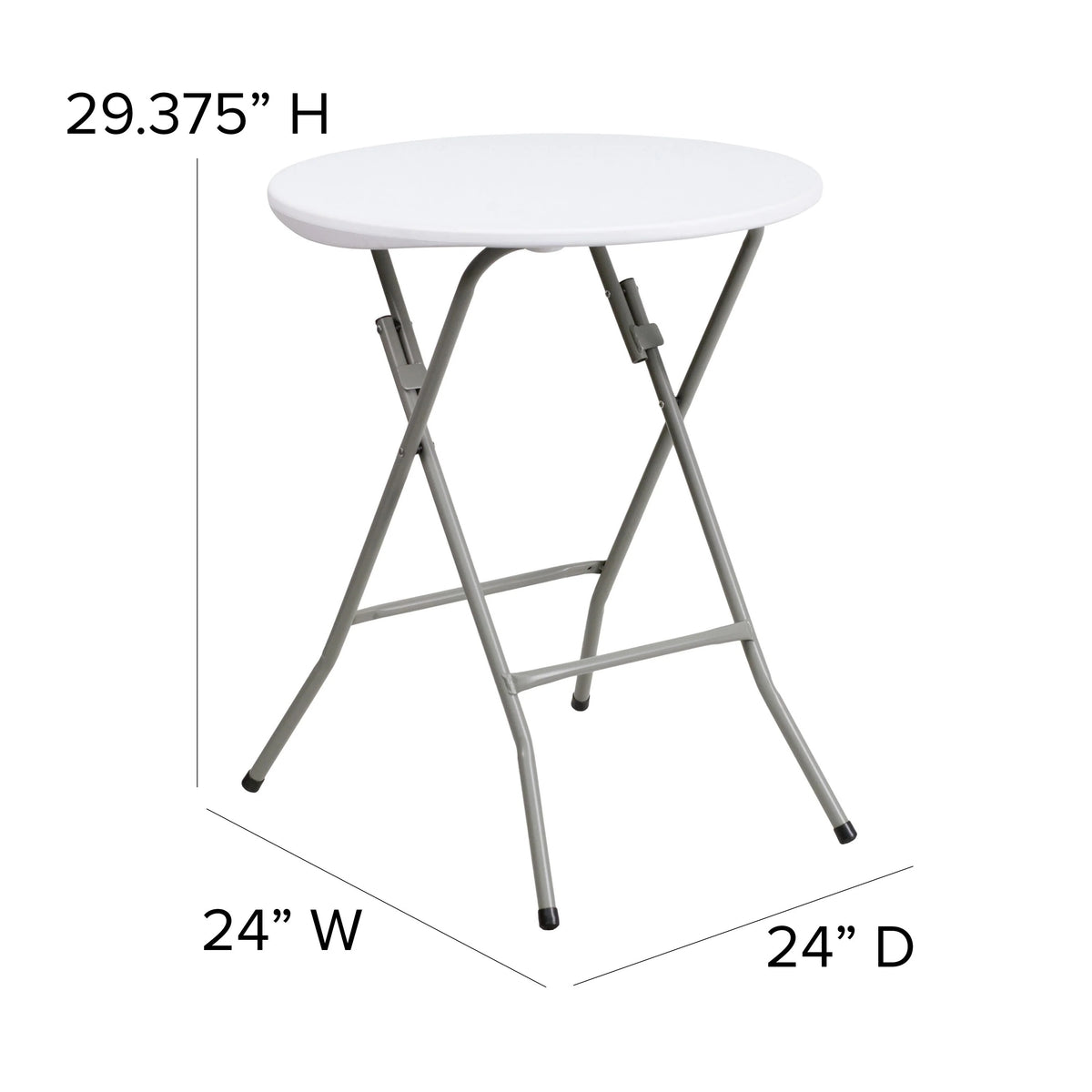 Flash Furniture DAD-YCZ-80R-1-SM-GW-GG Folding Table, 24" Diameter, White - photo 4