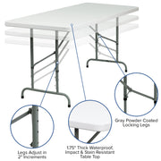 Flash Furniture RB-3072ADJ-GG Folding Table, 30" x 72", White - photo 2