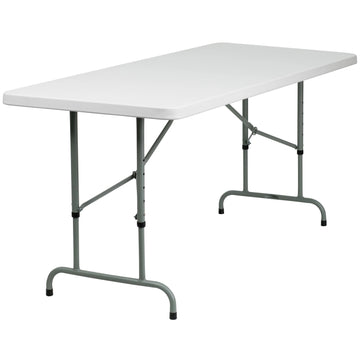 Flash Furniture RB-3072ADJ-GG Folding Table, 30" x 72", White - Default Title