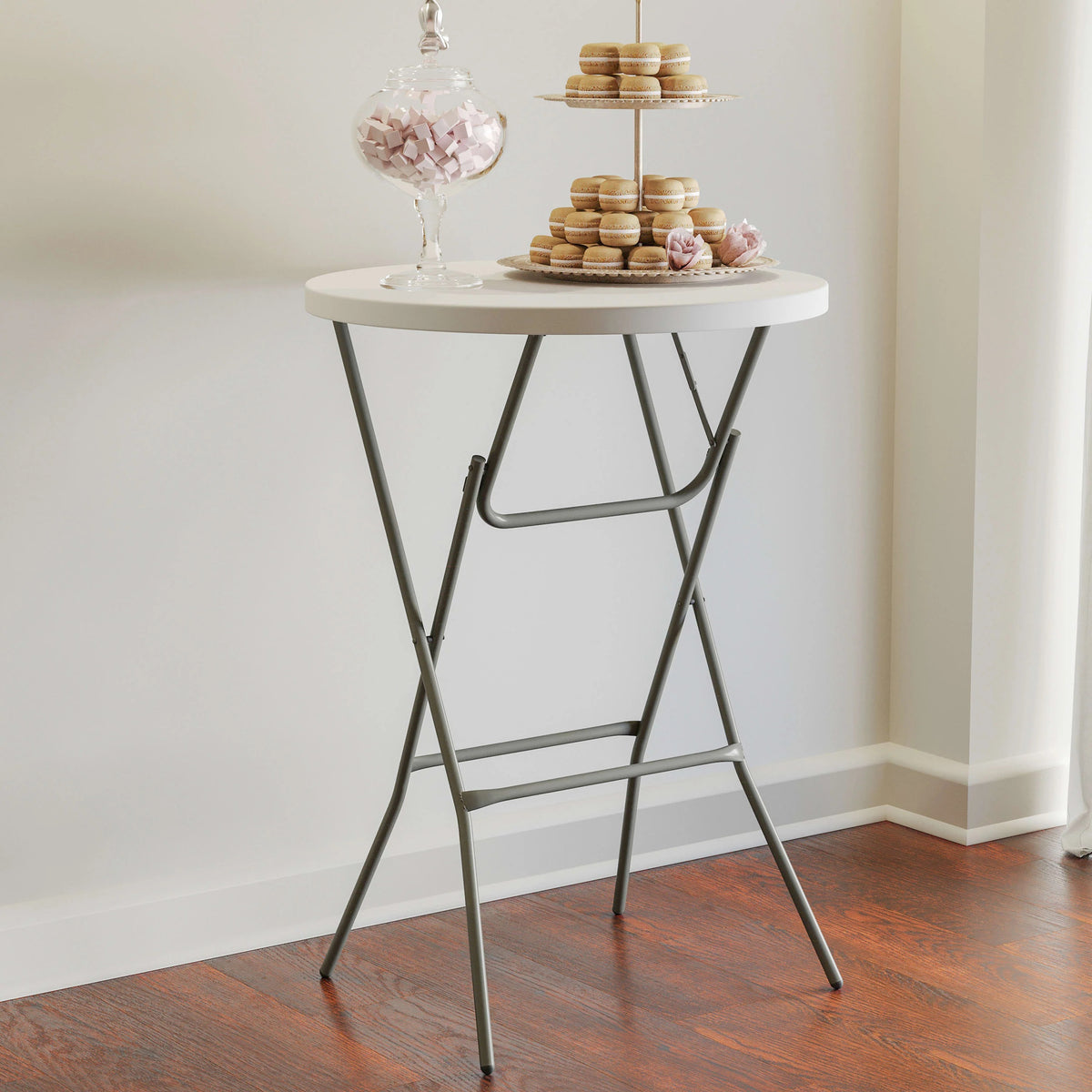 Flash Furniture DAD-YCZ-80R-2-BAR-GW-GG Folding Table, 31 1/4" Diameter, White - photo 8