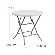 Flash Furniture DAD-YCZ-80R-GW-GG Folding Table, 31 1/2" Diameter, White - photo 4