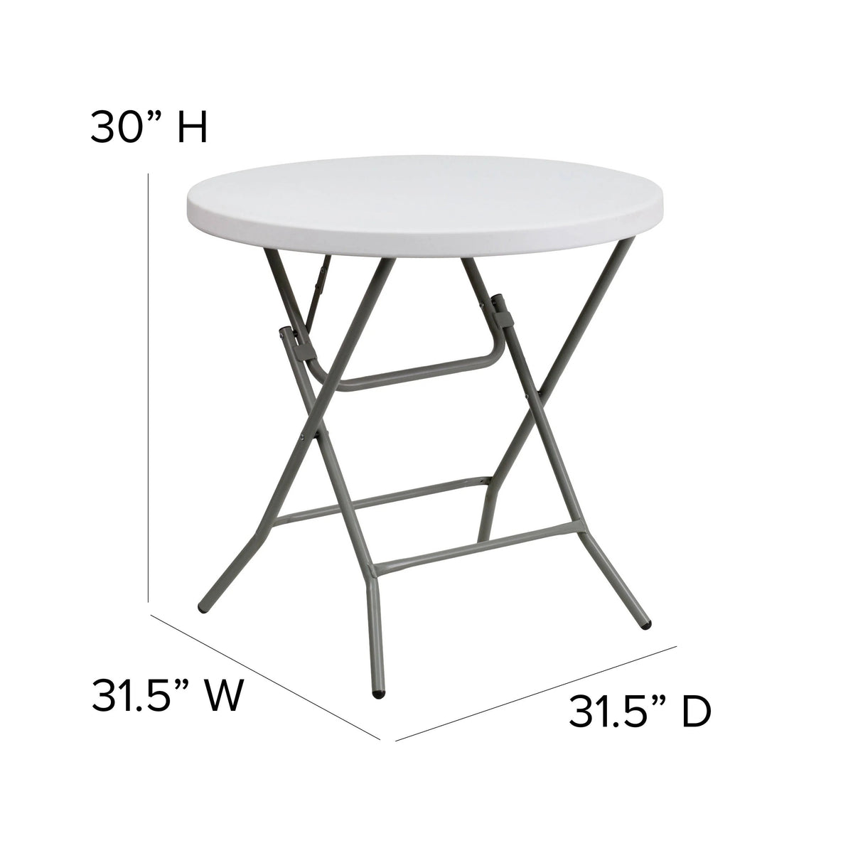 Flash Furniture DAD-YCZ-80R-GW-GG Folding Table, 31 1/2" Diameter, White - photo 4