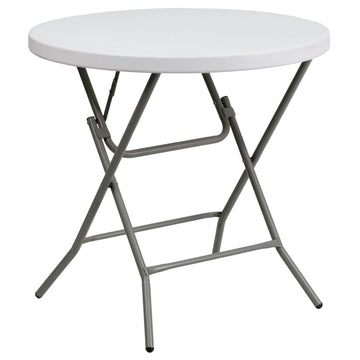 Flash Furniture DAD-YCZ-80R-GW-GG Folding Table, 31 1/2" Diameter, White - Default Title