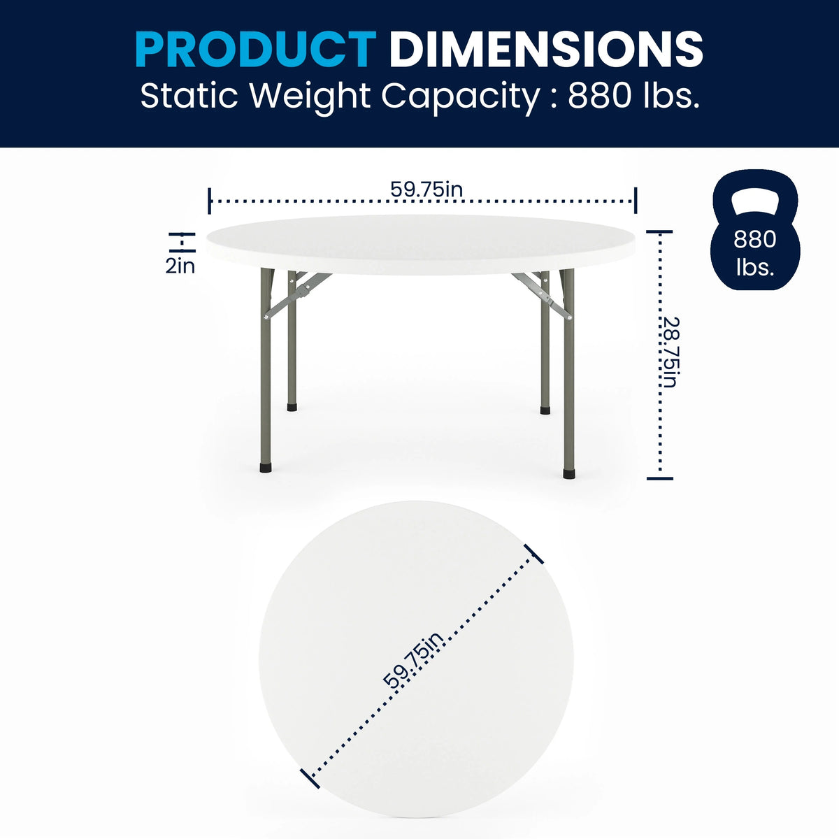 Flash Furniture DAD-YCZ Folding Table, White - photo 5