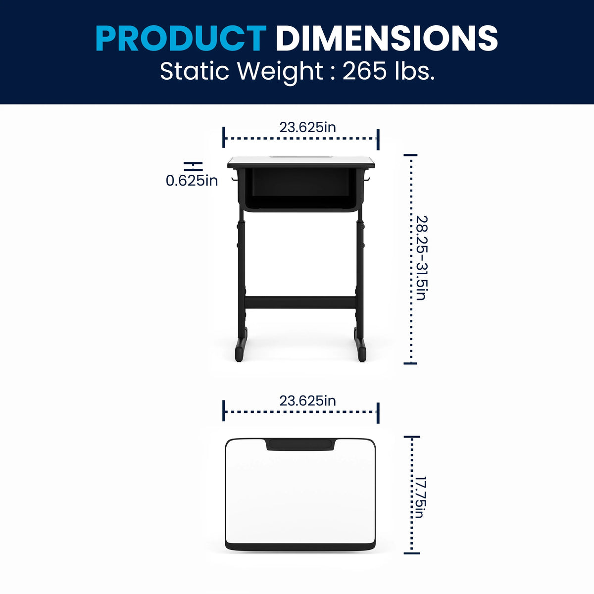 Flash Furniture YU-YCY-046-GG Desk, 23 5/8" x 17 3/4", Black - photo 2