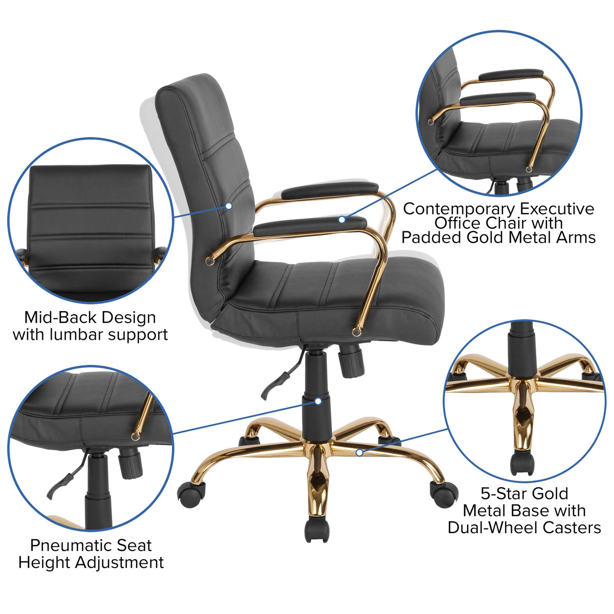 Flash Furniture GO-2286M-BR-BK-GG Office Chair, 24" x 23", Brown - photo 4