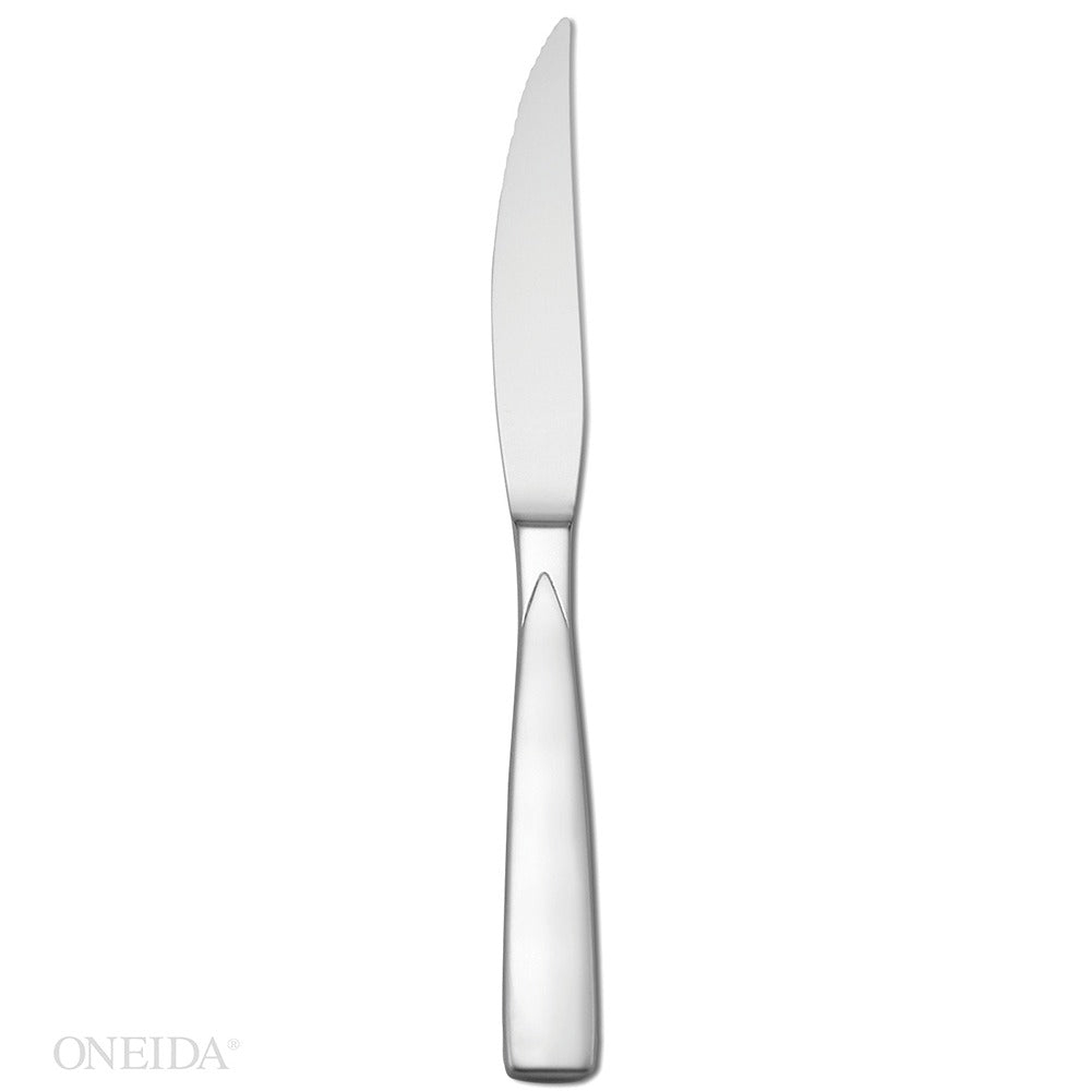 Oneida Stiletto Stainless Steel Table Fork, Silver - 9 1/2" Steak Knife 12/Case