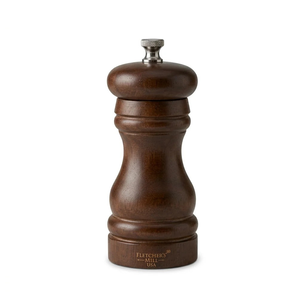 Fletchers' Mill Federal Wood Pepper Mill, 4" High, Brown - Walnut