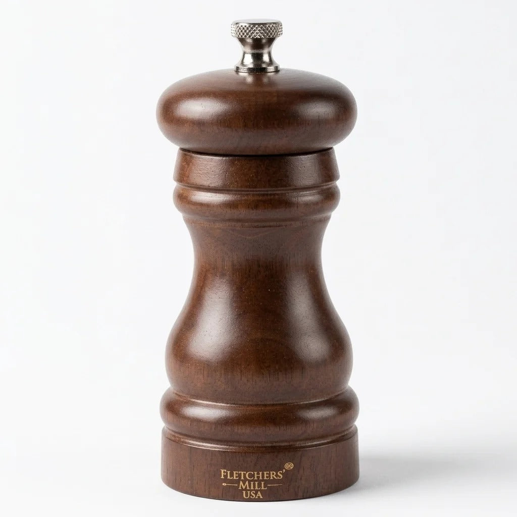Fletchers' Mill Federal Wood Salt Mill, 4" High, Brown - Walnut