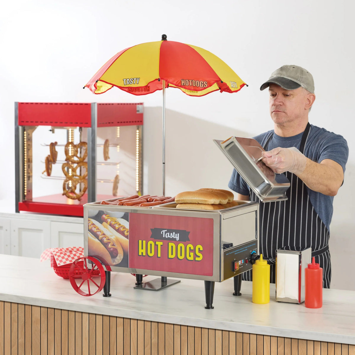 Benchmark USA 60072 Stainless Steel Hot Dog Cart, 21" Wide, 120V - photo 4