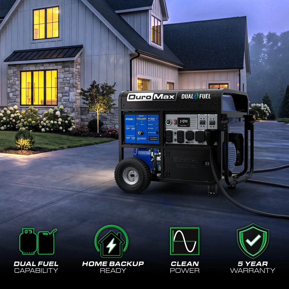 DuroMax XP10000HX Portable Generator, 30" x 29", 120/240V - photo 3