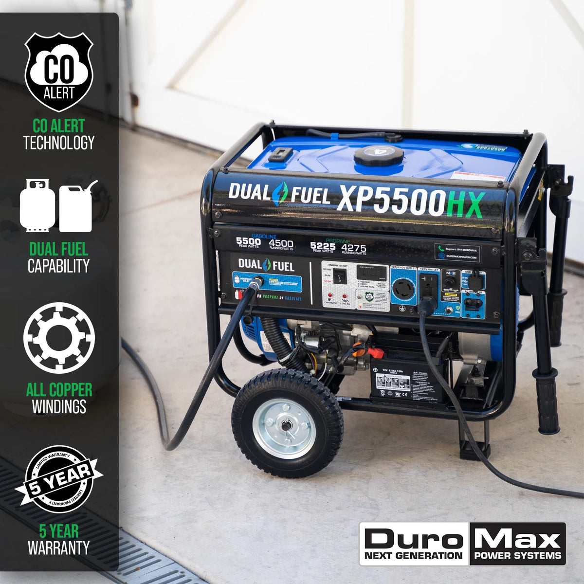 DuroMax XP5500HX Portable Generator, 23" x 25", 120/240V - photo 2