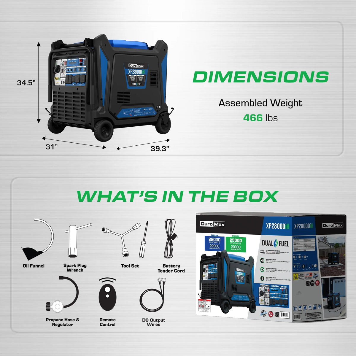 DuroMax XP9000IH Inverter Generator, 21" x 27", 120/240V - photo 4