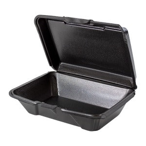 Genpak 20500---3L Snap-It Polystyrene Foam Hinged Container, 6 1/2" x 9 3/16", Black, 200/Case - Default Title