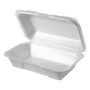 Genpak 21700 Snap-It Polystyrene Foam Hinged Container, 5 3/16" x 8 1/4", White, 500/Case - Default Title