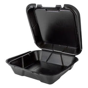 Genpak Snap-It Foam Hinged Container, Black - 9 1/4"