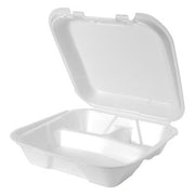 Genpak SN203 Snap-It Hinged Container, 9 1/4" x 9 1/4", 200/Case - White