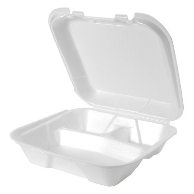 Genpak SN203 Snap-It Hinged Container, 9 1/4" x 9 1/4", 200/Case - White