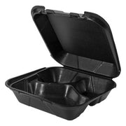 Genpak SN243 Snap-It Hinged Container, 8" x 8 1/4", 200/Case - Black