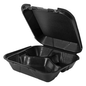 Genpak SN243 Snap-It Hinged Container, 8" x 8 1/4", 200/Case - Black