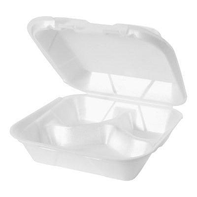 Genpak SN243 Snap-It Hinged Container, 8" x 8 1/4", 200/Case - White