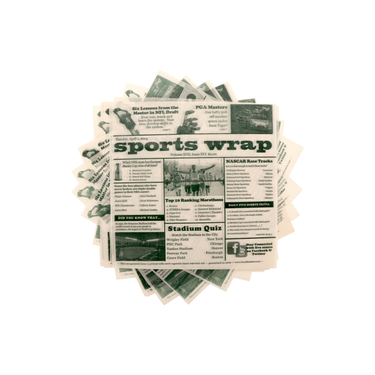 G.E.T. Enterprises Liner, 12" x 12", 1,000/Case - Enterprises White Sports Newsprint Liner