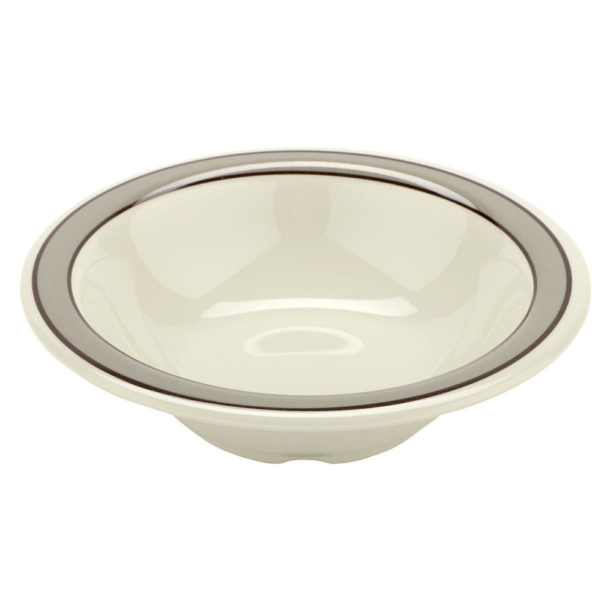 G.E.T. Enterprises B-127 GET Diamond Mardi Gras Melamine Bowl, 12 oz., 24/Case - Diamond Cambridge Ivory Dark Rim
