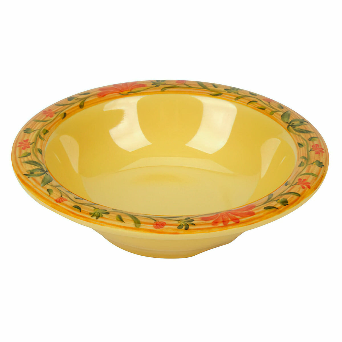G.E.T. Enterprises B-127 GET Diamond Mardi Gras Melamine Bowl, 12 oz., 24/Case - Venetian Yellow Pattered Rim