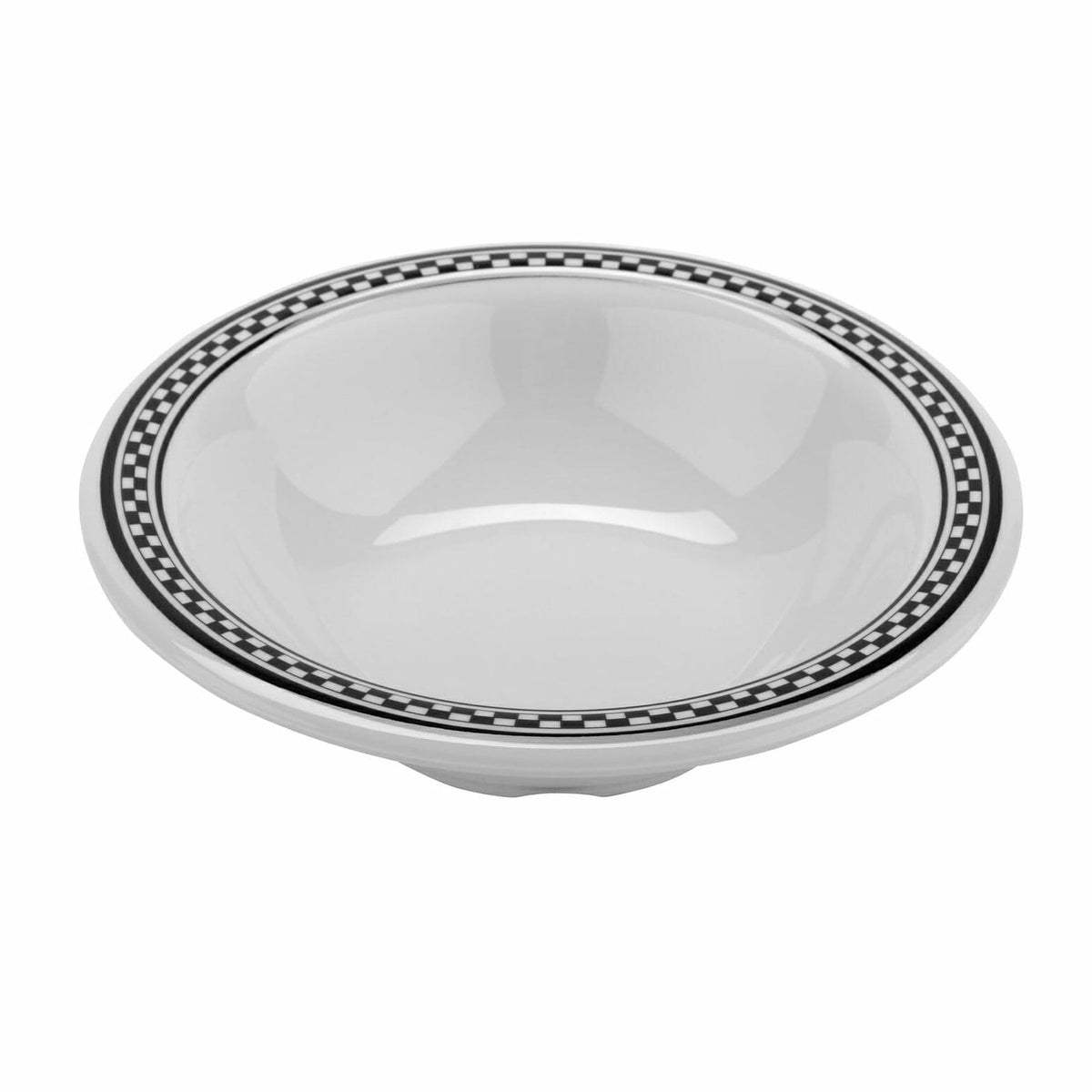 G.E.T. Enterprises B-127 GET Diamond Mardi Gras Melamine Bowl, 12 oz., 24/Case - Diamond Chexers White Checkered Rim
