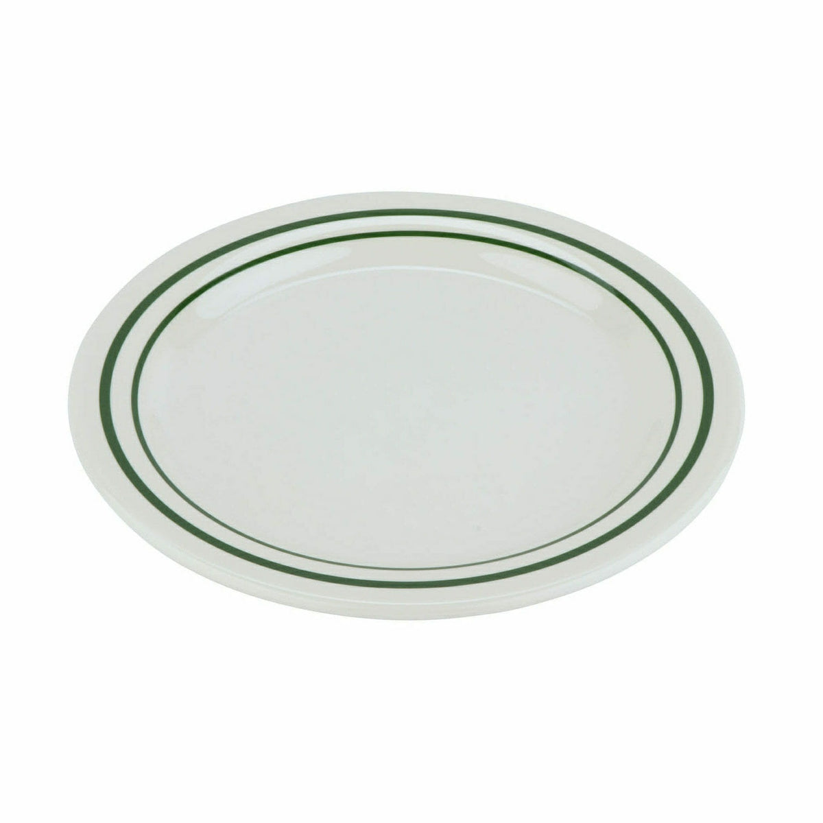 G.E.T. Enterprises BF-010 GET Emerald Melamine Plate, 10" Diameter, 12/Case - Emerald Ivory Green Striped Rim