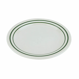 G.E.T. Enterprises BF-010 GET Emerald Melamine Plate, 10" Diameter, 12/Case - Emerald Ivory Green Striped Rim