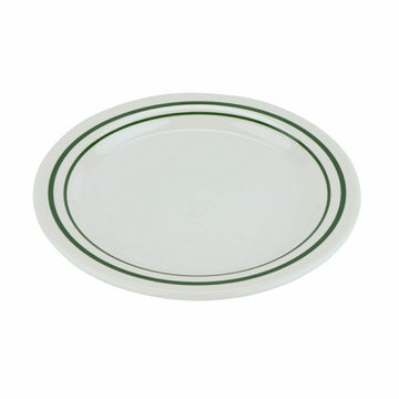 G.E.T. Enterprises BF-010 GET Emerald Melamine Plate, 10" Diameter, 12/Case - Emerald Ivory Green Striped Rim
