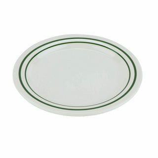 G.E.T. Enterprises BF-060 GET Emerald Melamine Plate, 6 1/4" Diameter, 48/Case - Emerald Ivory Green Striped Rim