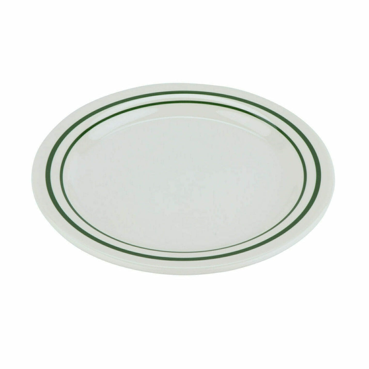 G.E.T. Enterprises BF-700 GET Emerald Melamine Plate, 7 1/4" Diameter, 24/Case - Emerald Ivory Green Striped Rim