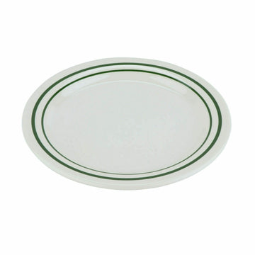 G.E.T. Enterprises BF-700 GET Emerald Melamine Plate, 7 1/4" Diameter, 24/Case - Emerald Ivory Green Striped Rim