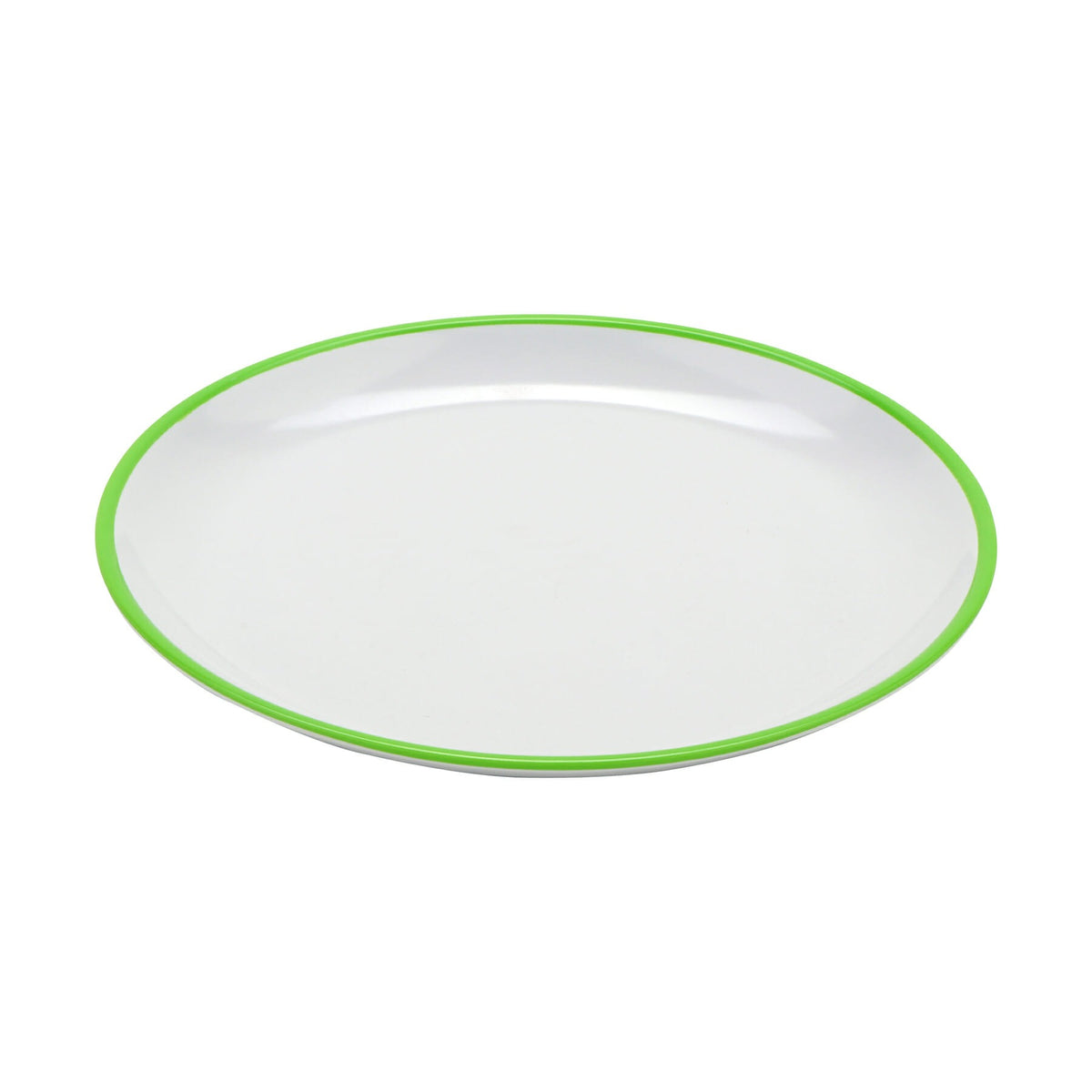 G.E.T. Enterprises BF-710 GET Settlement Oasis White Melamine Plate, 7" Diameter, 12/Case - GET Oasis White Plates Apple Green Trim