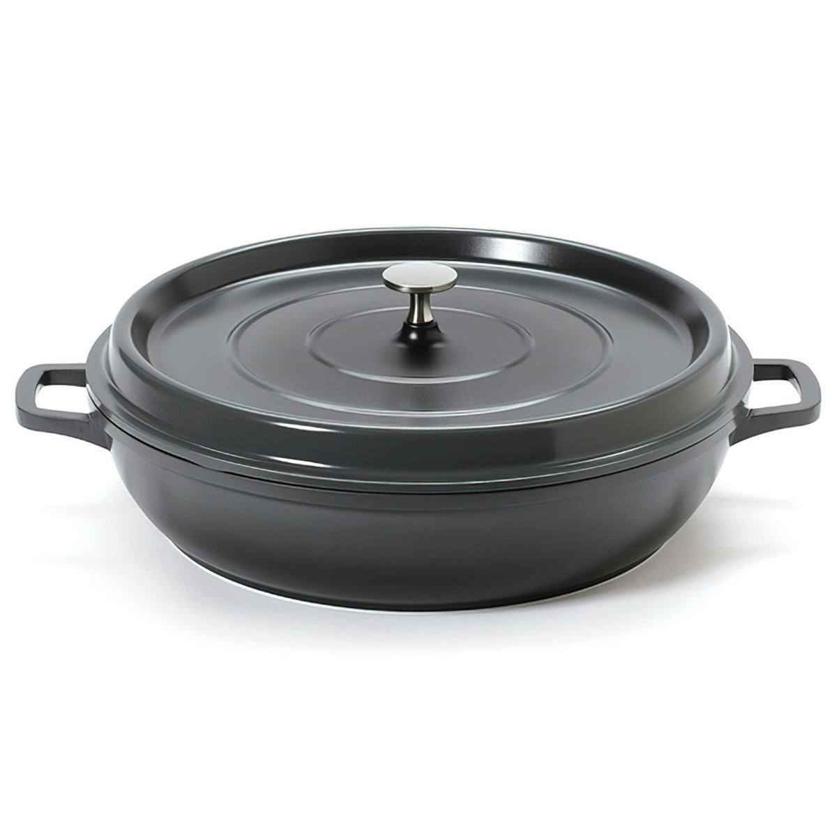 G.E.T. Enterprises CA-015 Cast Aluminum Paella Pan, 7.5 qt. - Gray