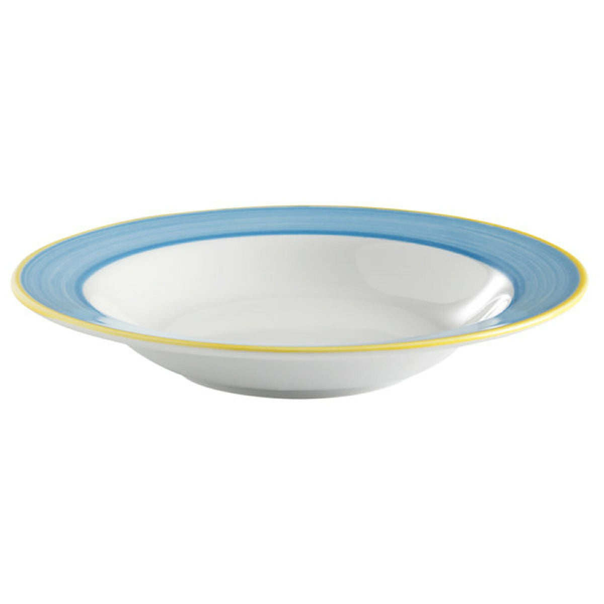 Corona by GET Enterprises Calypso Porcelain Soup Bowl, 9.7 oz., 24/Case - Blue Bright White White Yellow
