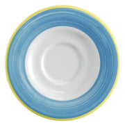 Corona by GET Enterprises Calypso Porcelain Saucer, 6 1/2" Diameter, 24/Case - Blue Bright White White Yellow