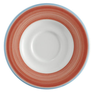 Corona by GET Enterprises Calypso Porcelain Saucer, 6 1/2" Diameter, 24/Case - Blue Bright White Orange White