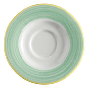 Corona by GET Enterprises Calypso Porcelain Saucer, 6 1/2" Diameter, 24/Case - Bright White Green White Yellow