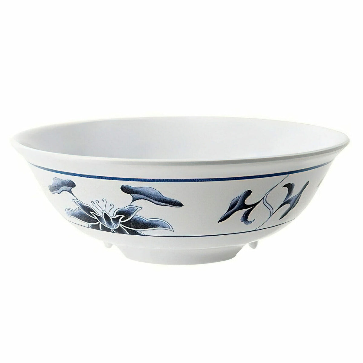 G.E.T. Enterprises M-810 GET Water Lily White Melamine Bowl, 16 oz., 12/Case - Water Lily White Blue Water Lily Pattern