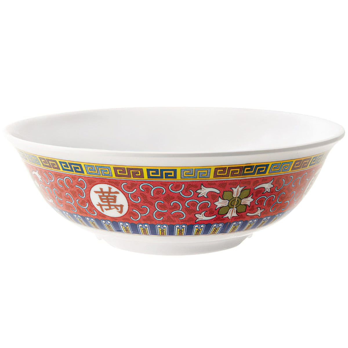 G.E.T. Enterprises M-812 GET Water Lily White Melamine Bowl - Dynasty Longevity Deep Red Pattern 12/Case