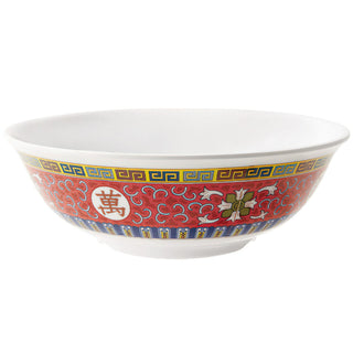 G.E.T. Enterprises M-812 GET Water Lily White Melamine Bowl - Dynasty Longevity Deep Red Pattern 12/Case