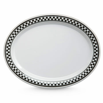 G.E.T. Enterprises OP-120 GET Diamond Barcelona Melamine Platter, 9" x 12", 12/Case - Black White