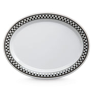 G.E.T. Enterprises OP-950 GET Diamond Cambridge Melamine Platter, 7 1/4" x 9 3/4", 24/Case - Black White