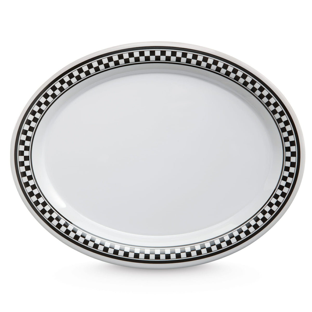 G.E.T. Enterprises OP-950 GET Diamond Cambridge Melamine Platter, 7 1/4" x 9 3/4", 24/Case - Black White