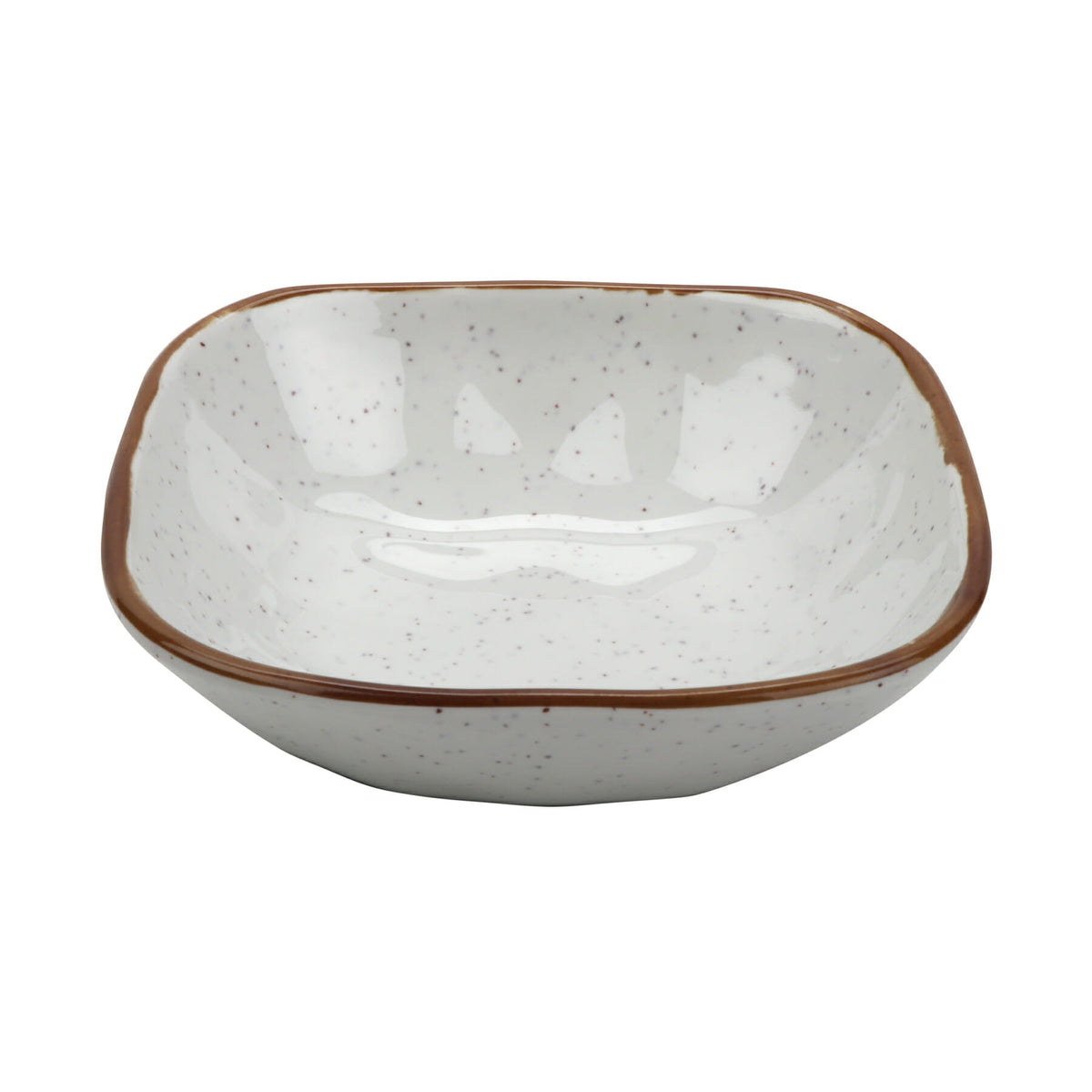 G.E.T. Enterprises SB-14 GET Arctic Mill Melamine Bowl, 14 oz., White, 24/Case - Rustic Glazed Irregular Colored Rim